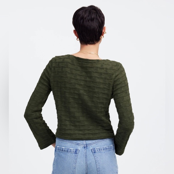 Madewell Basket-Weave Stitch Long-Sleeve Sweater Tee - Picture 2 of 5